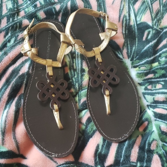 Diane Von Furstenberg Shoes - DVF Brown Gold Sandals SiZe 7 1/2 Diane Von Furstenberg Shoes - DVF Brown Gold Sandals SiZe 7 1/2